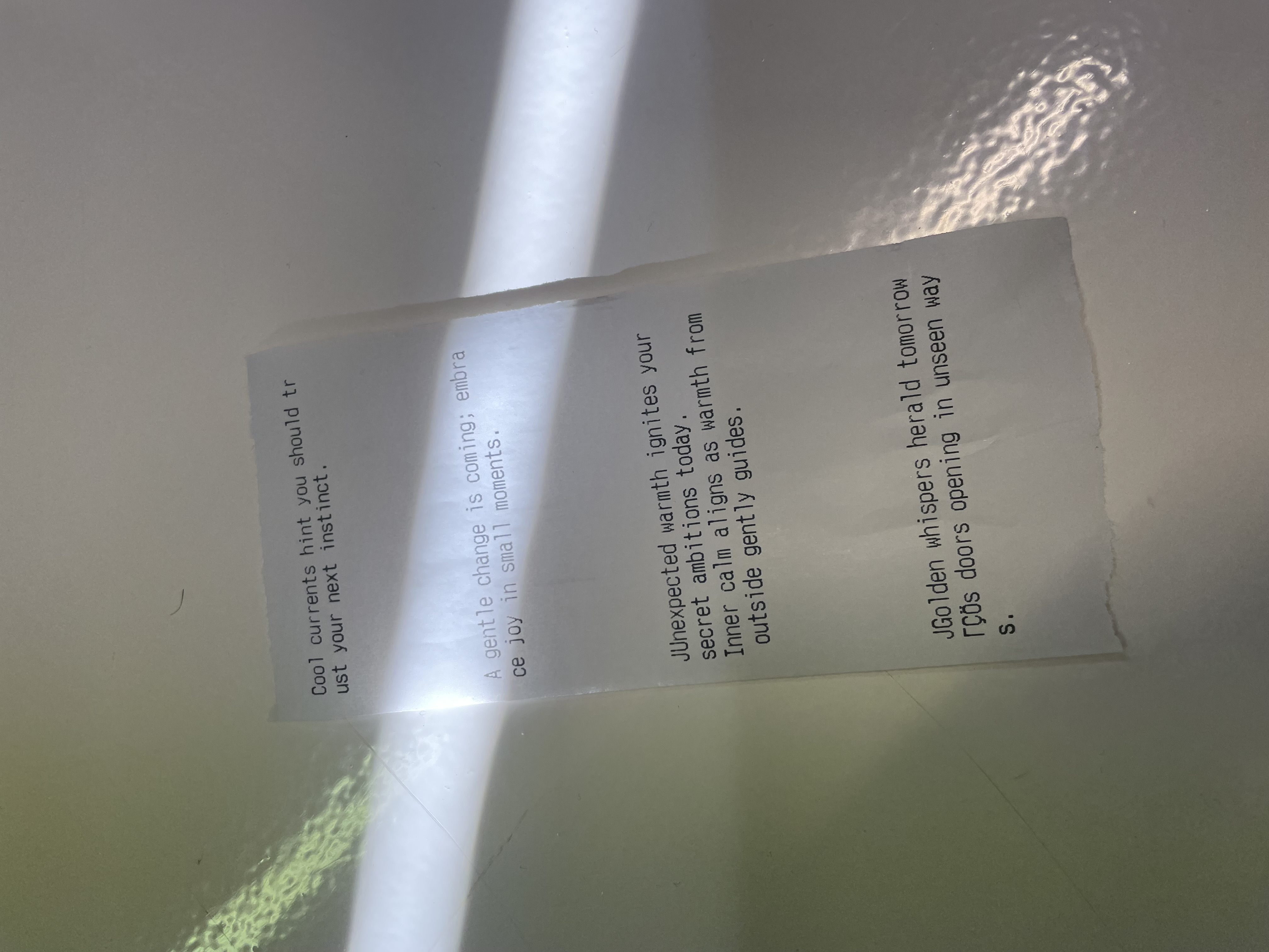 AI fortune printed by thermal printer as output from agentic system